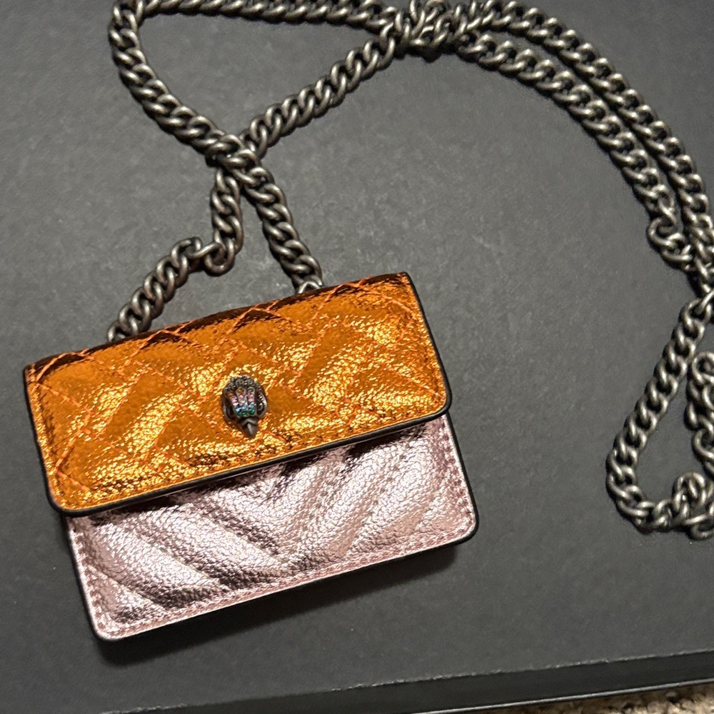 Kurt Geiger Orange and Pink Quilted Mini Bag